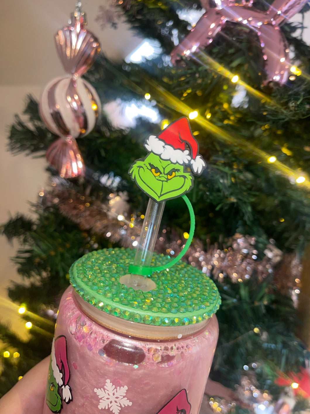 Grinch straw charm